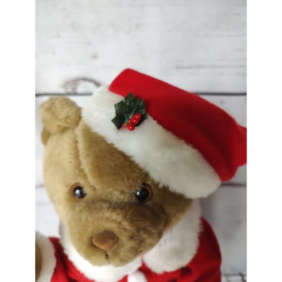 Santa Bear Musical Animated Lighted Suit Holding Candle 14" Vtg 1983 Avon Works - Picture 2 of 8